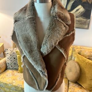 Faux Fur Trimmed Brown Vest